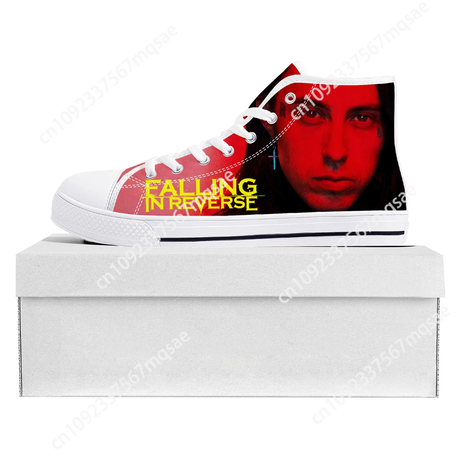 Falling In Reverse Punk Rock Band High Top High Quality Sneakers Mens Womens Teenager Canvas Sneaker Couple Shoe Custom Shoe