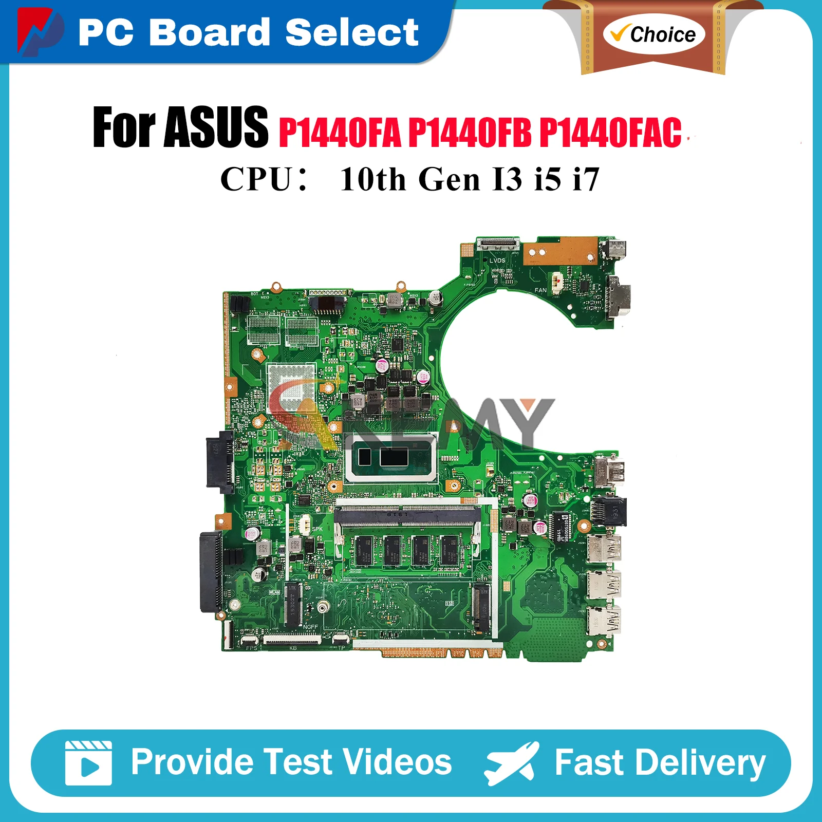 

P1440FA Laptop Motherboard For ASUS ProArt P1440F P1440FB P1440FAC P1440FA Mainboard With 10th Gen I3 i5 i7 100% tests OK stk