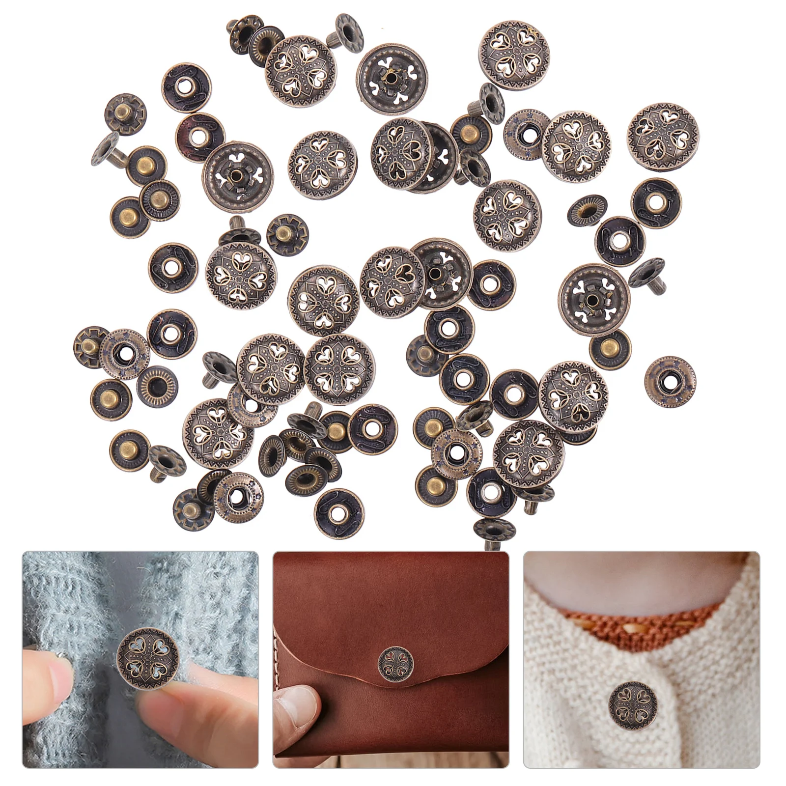 20 مجموعة البرونزية المحفظة مشبك سبائك الزنك مُثبّت كبّاس خمر المشبك زر Diy بها بنفسك الحرفية الكرتون زر ديكور الحرف اليدوية الخياطة #5