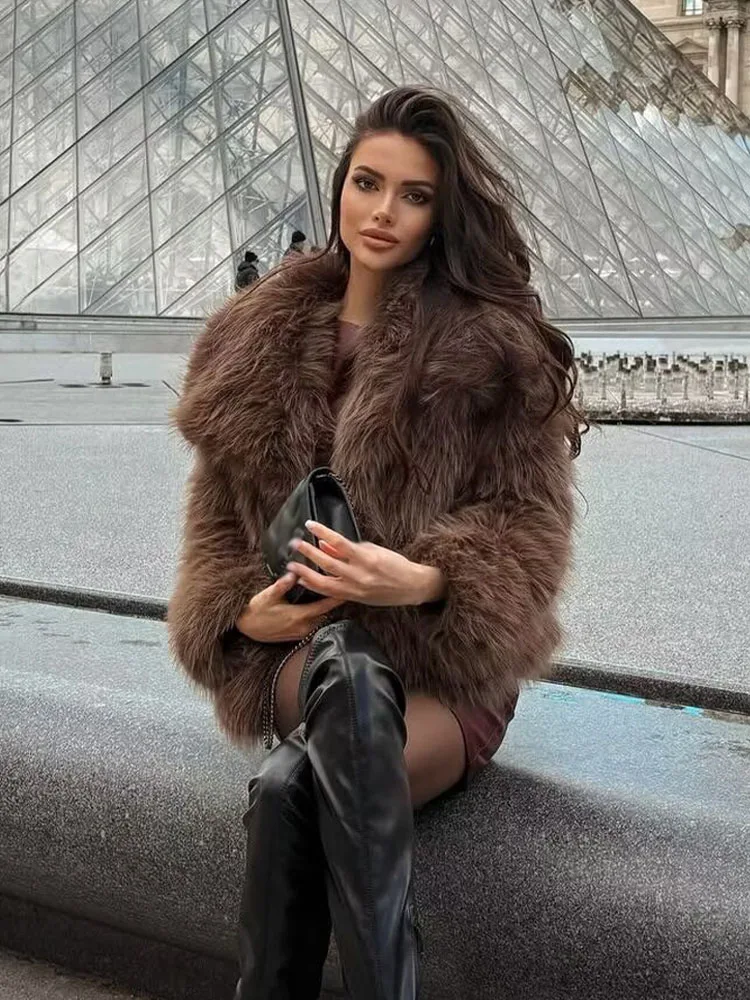 HH أنثى الشتاء أنيقة فضفاضة بدوره إلى أسفل طوق المعاطف الدافئة الصلبة طويلة الأكمام جيوب المرأة موضة جديدة معاطف قصيرة 3 اللون #4