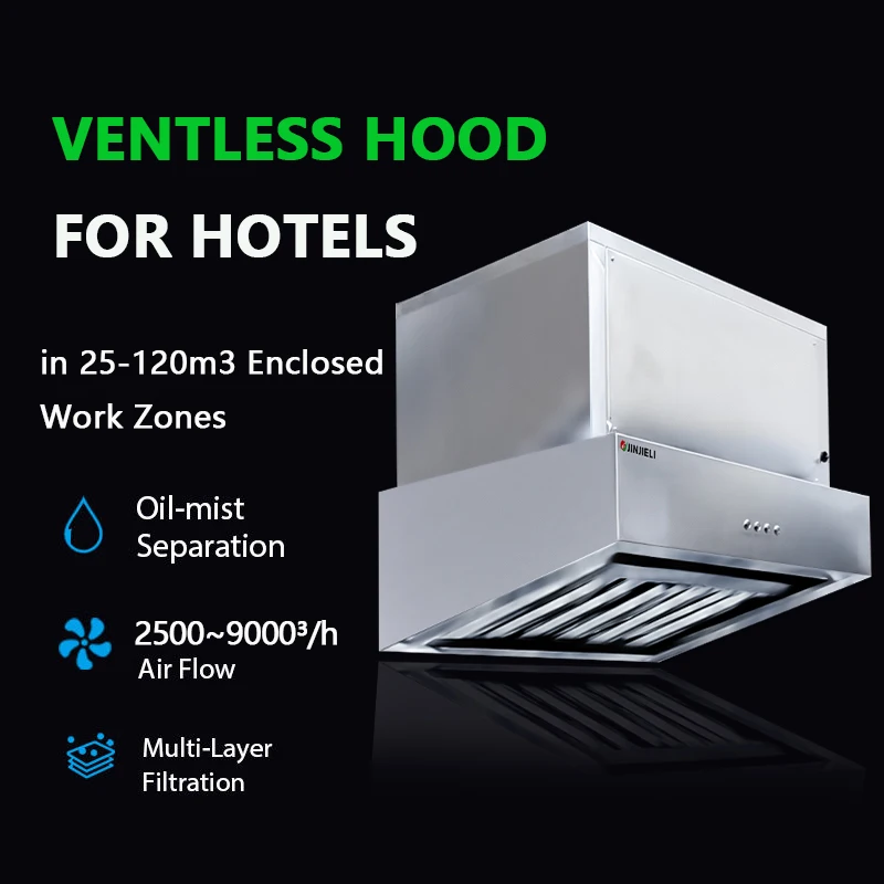 1M Ventless Electrostatic Precipitator Kitchen Fume Removal Ductless Hood-