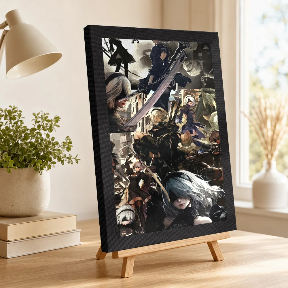 2B Nier Automata Collage Canvas Print Poster Customized Gaming Anime Wall Paintings Decoration for Bedroom Gift for Collectors view 4