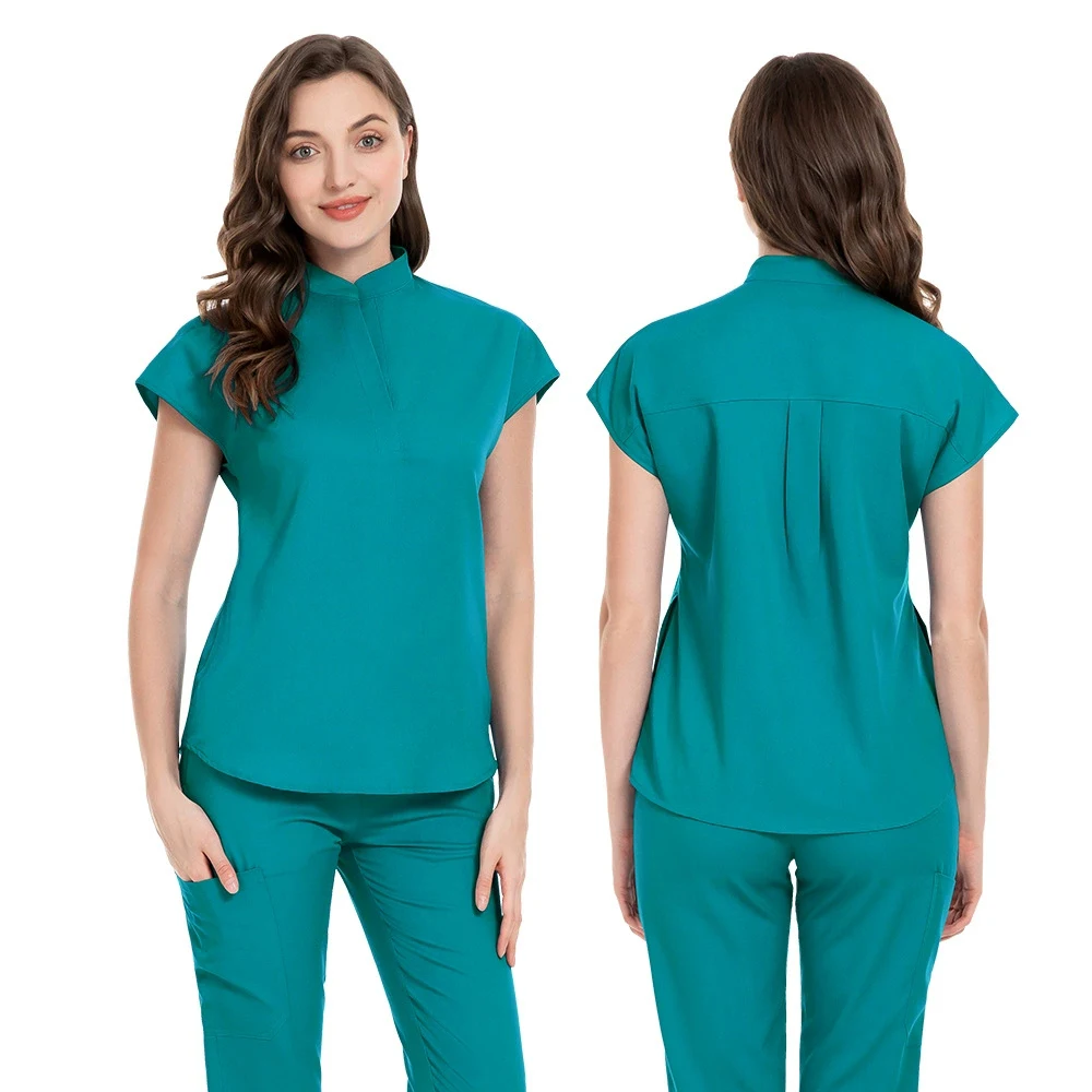 Colors Medical Uniform Elastic Scrub Suit Pants Elastic Stand Collar Nurse Wear Jogging Spa Uniforms nurse uniform veterinaria