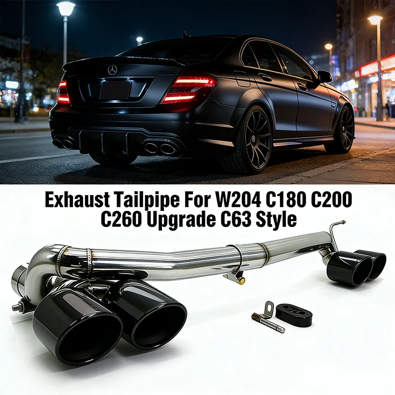 Edelstahl-Auspuff Edelstahl-Endrohr für Mercedes W204 C180 C200 C260 Upgrade C63 Look Auto-Zubehör