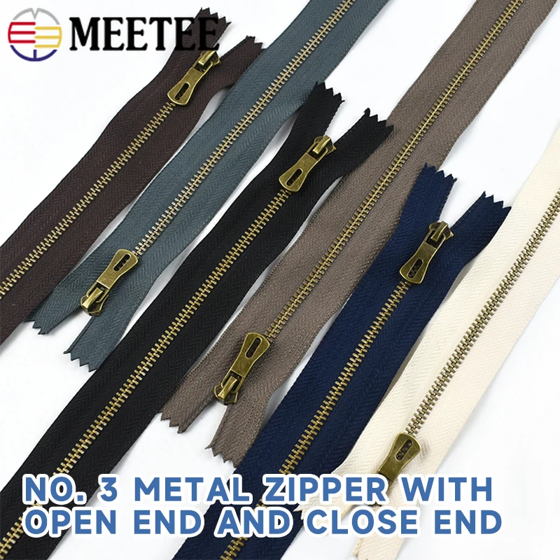 

5/10Pcs Bronze 3# Metal Zippers15-30cm Close-End Pants Zip Closure Bag Pocket Decor Zips Repair Kits Clothes Sewing Accessories