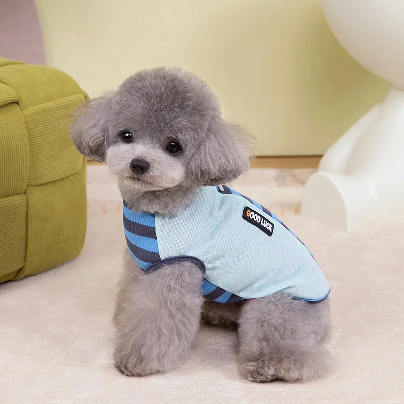 Attractable Puppy Clothes Summer Thin Teddy Vest Bichon Frise Striped T-Shirt Yorkshire Pullover Pet Supplies