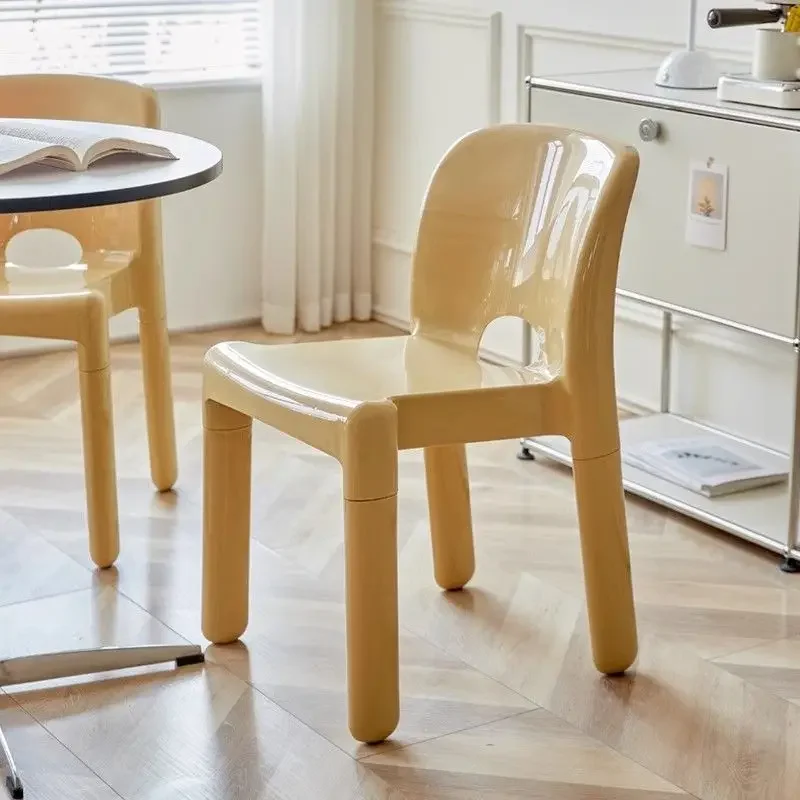

Cream Style Cartoon Plastic Chair, Thickened and Simple Coffee Shop Makeup Stool, Home Dining Table Backrest Stool, Dining Chair