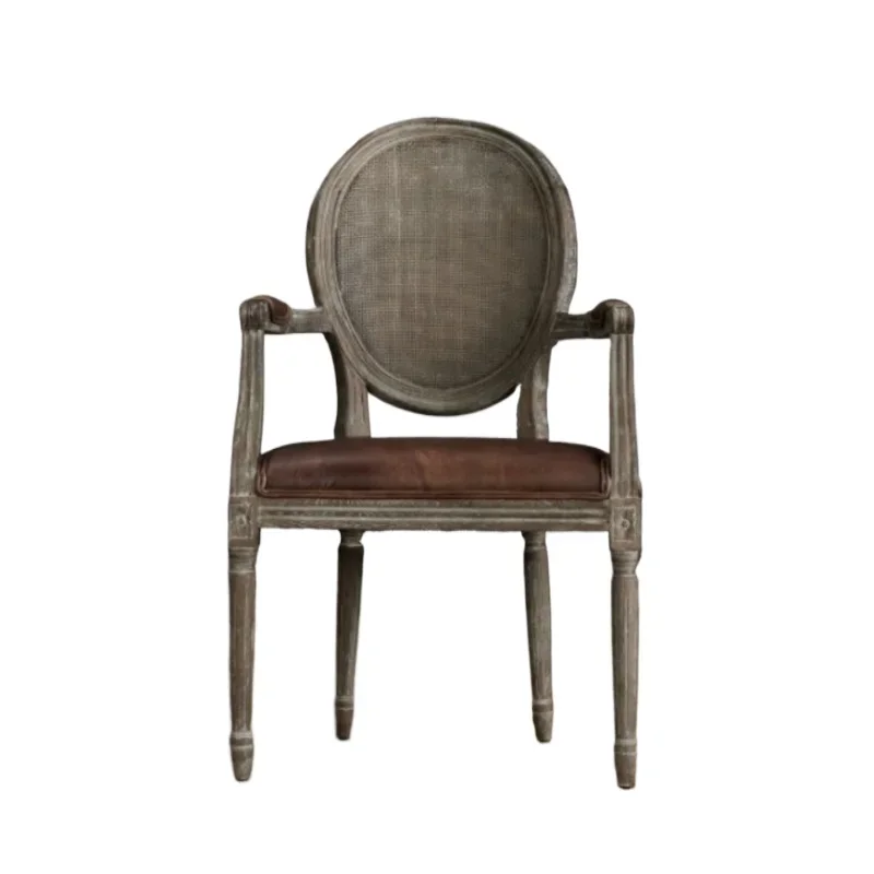 

Solid wood retro home restaurant dining chair cafe backrest stool Nordic American simple country makeup chair