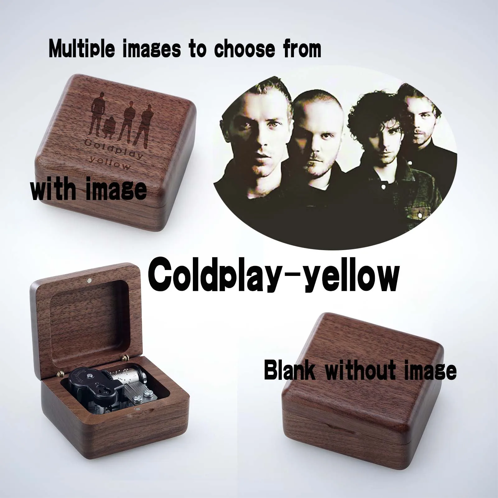 Rosiking Handmade Wooden ♫  Coldplay-yellow ♫   Music box birthday Gift For Frends Girl and Children Birthday Gi