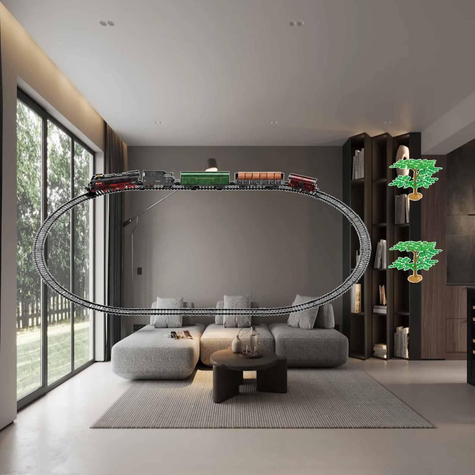 Steam Train Set Child-Friendly Retro Train with Track Steam Locomotive Sturdy Classic for Children, Playroom, Floor Play