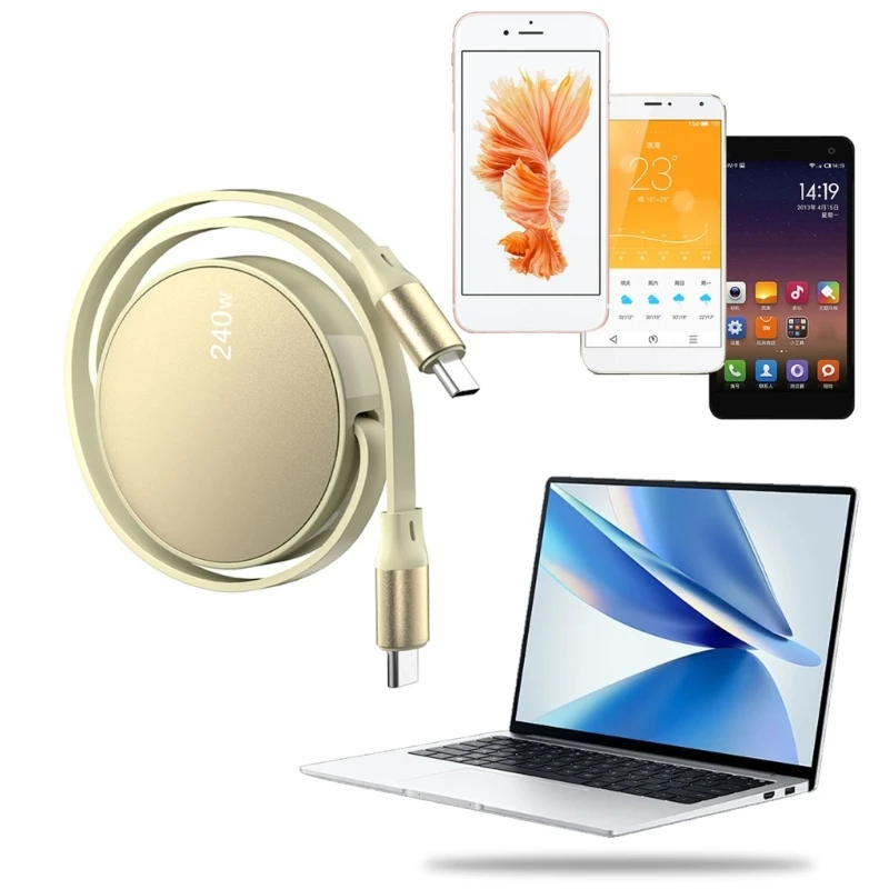 Выдвижной зарядный кабель USB на USB 240 Вт, зарядный шнур типа на USB для смартфонов, провод передачи данных типа