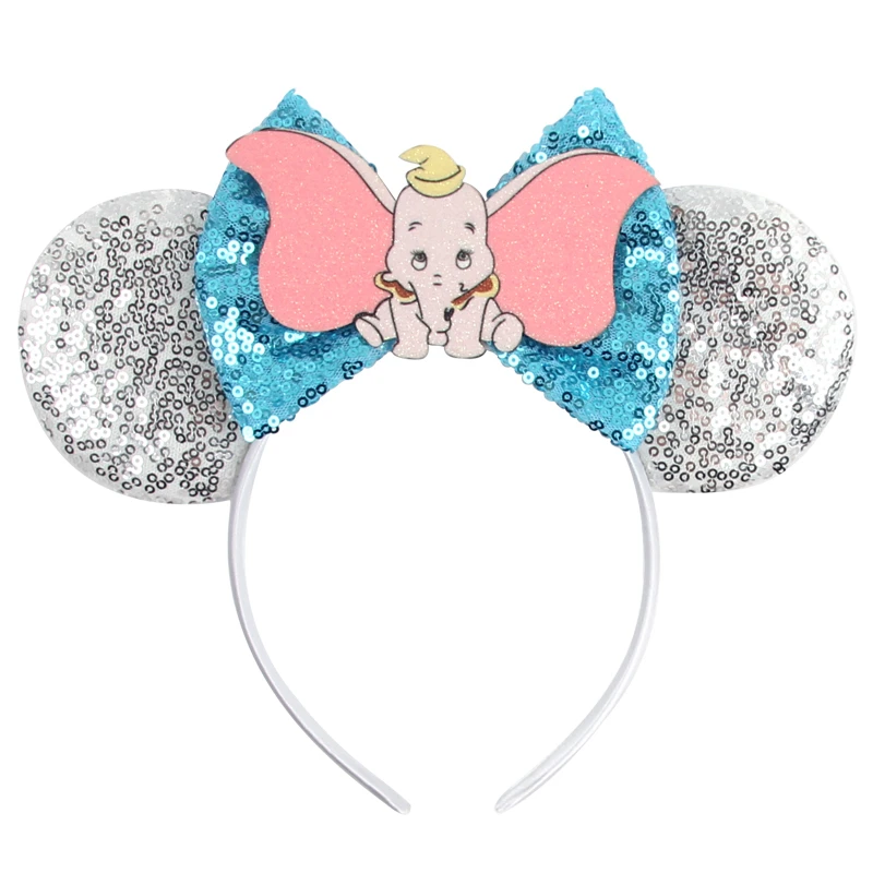 Disney Dumbo Mickey Mouse Ears Headbands Women Sequins Bow Hair Accessories Elephant Headband for Girls Kids Party Headwear Gift