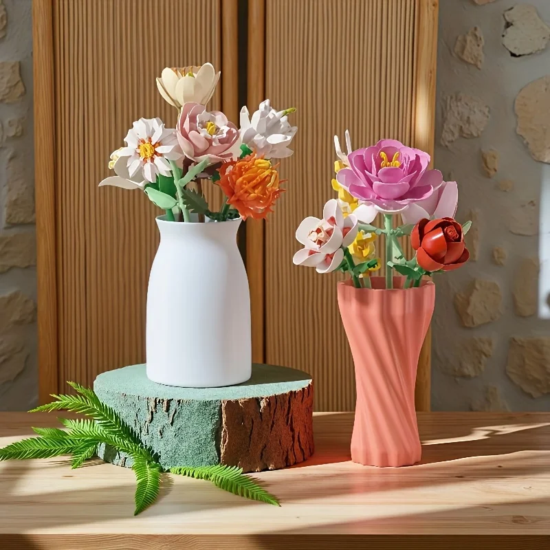 Nuovo prodotto creativo assemblato building block desktop flower art giocattolo, regalo di San Valentino, decorazione modello realistico, un regalo fo