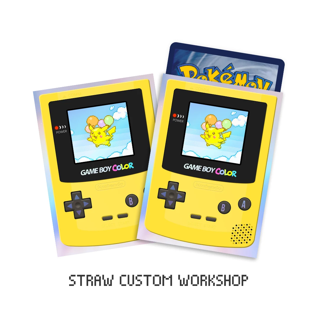 65Pcs/Set Anime Pokemon Game PTCG Kawaii Pixel Card Sleeve GameBoy Color Series Pikachu Charizard Gengar Collectibles Gift Toy