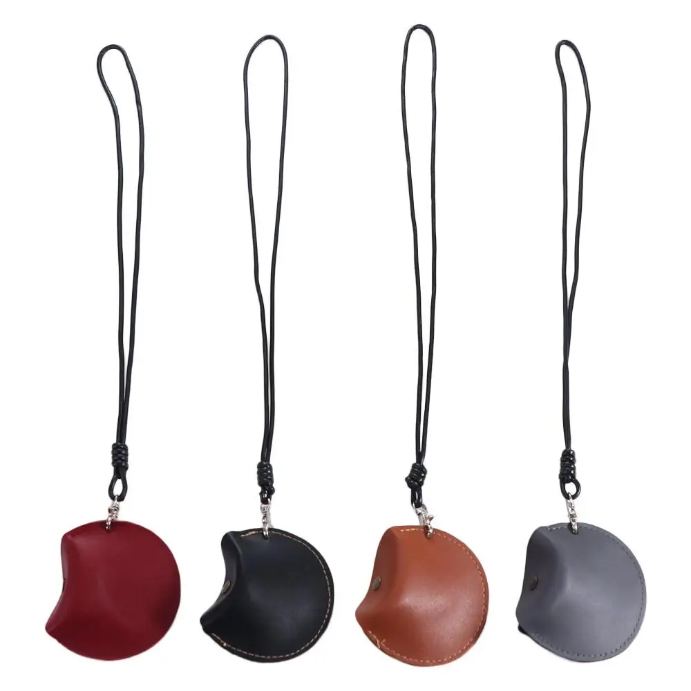 PU Leather Hanging Neck Coin Purse Round With Lanyard PU Leather Coin Purse Small Items Bag Storage Bag