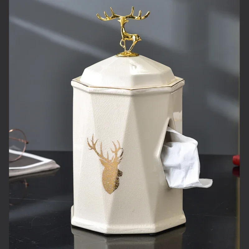 

Household Dark Green Tissue Box Ornaments with Lid European-style Napkin Holder Living Room Coffee Table Light Luxury Pumping