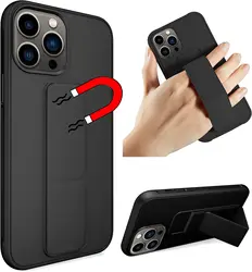 Estojo magnético para iPhone, porta-alça de pulso, capa para iPhone 15, 14, 13, 12, 11 Pro Max, 15 Plus