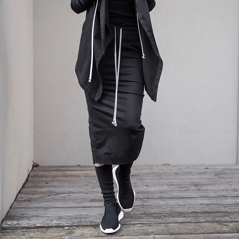 

Классическая женская юбка миди с высокой талией, А-силуэт, с разрезом, из хлопка, однотонная, повседневная, приталенная