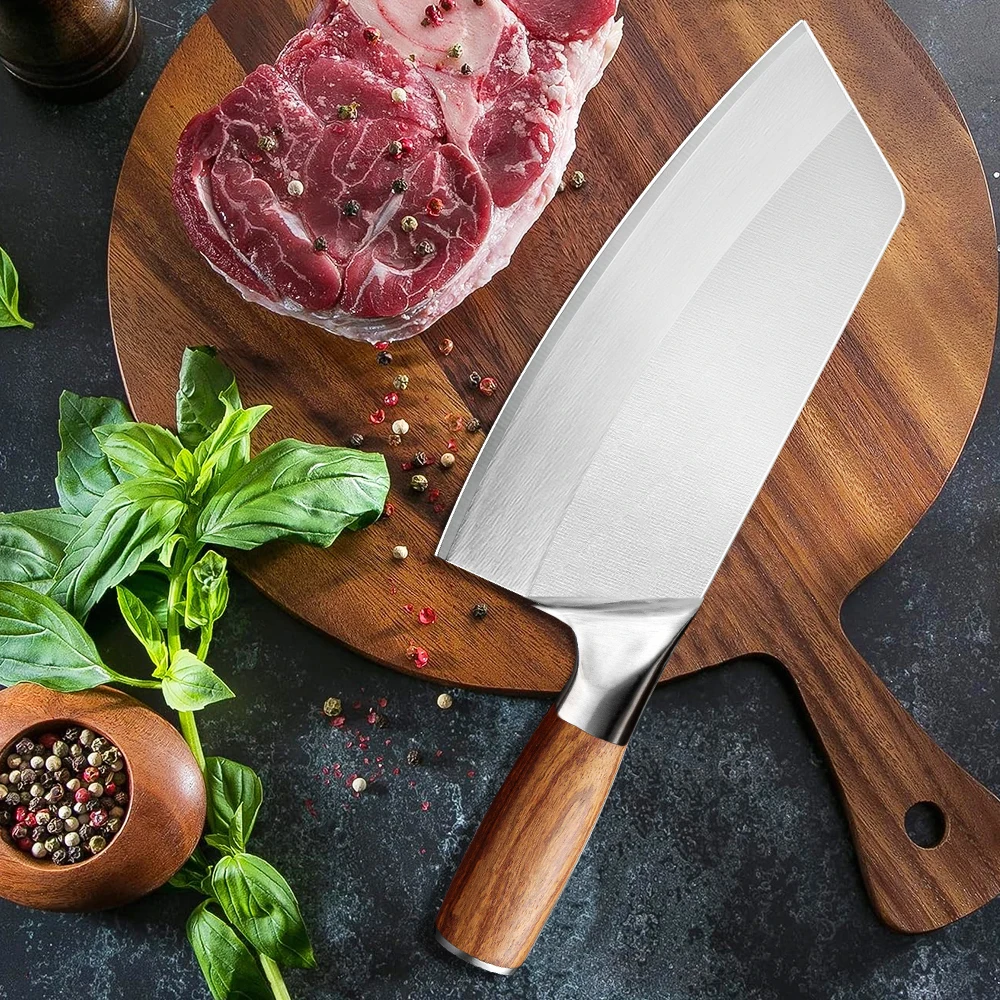 

Chef Knife Japanese Damascus Style Kitchen Cleaver Chopping Meat Stainless Steel Professional Kitchen Knives with Wood Handle