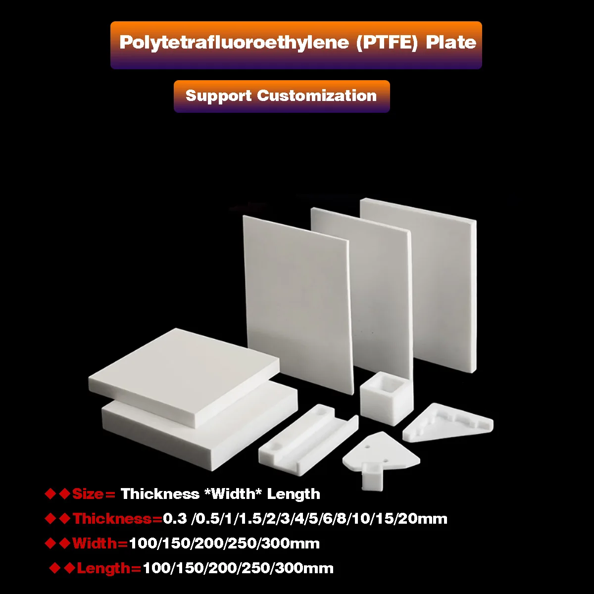 1Pcs Thickness 0.3 /0.5/1/1.5/2/3/4/5/6/8/10/15/20mm PTFE Film Sheet High Temperature Plate Plastics  Corrosion Resistant