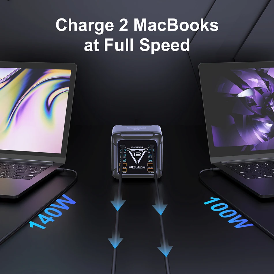 1200W GaN USB Type C Charger 140W 100W PD3.1 PPS QC4.0 Fast Charging Station For MacBook Laptop iPad Tablet iPhone 17 16 Samsung