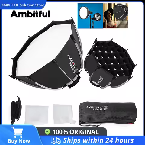 AMBITFUL PS30/PS50 SE 30cm 55cm mini Quickly Release Bowens Mount Octagon Softbox + Honeycomb Grid Outdoor SoftBox for LED Flash