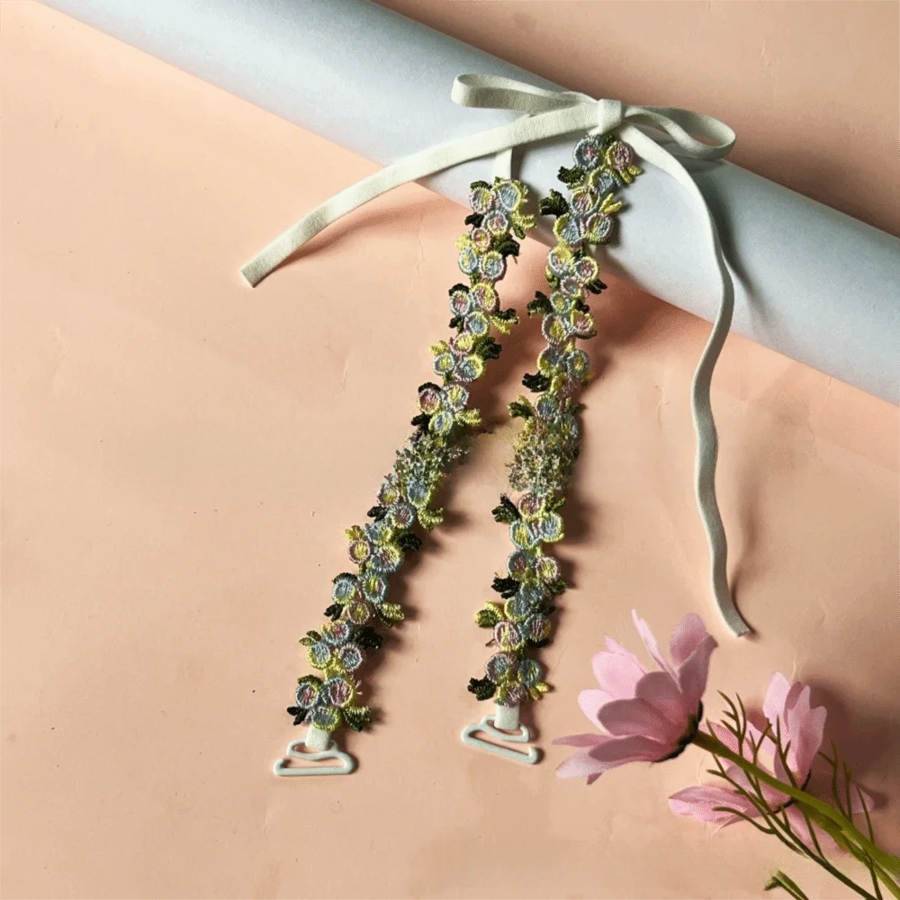 New Removable Floral Bra Straps Polyester Lace Floral Shoulder Belts Decorative Anti-slip Bra Straps Replacement