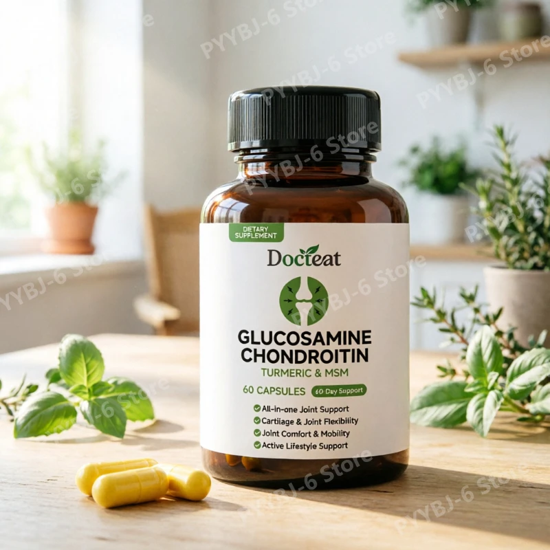 Glucosamine Chondroitin with Turmeric MSM Joint Support Promotes Cartilage Health Joint Flexibility Dietary Supplement 60Capsule