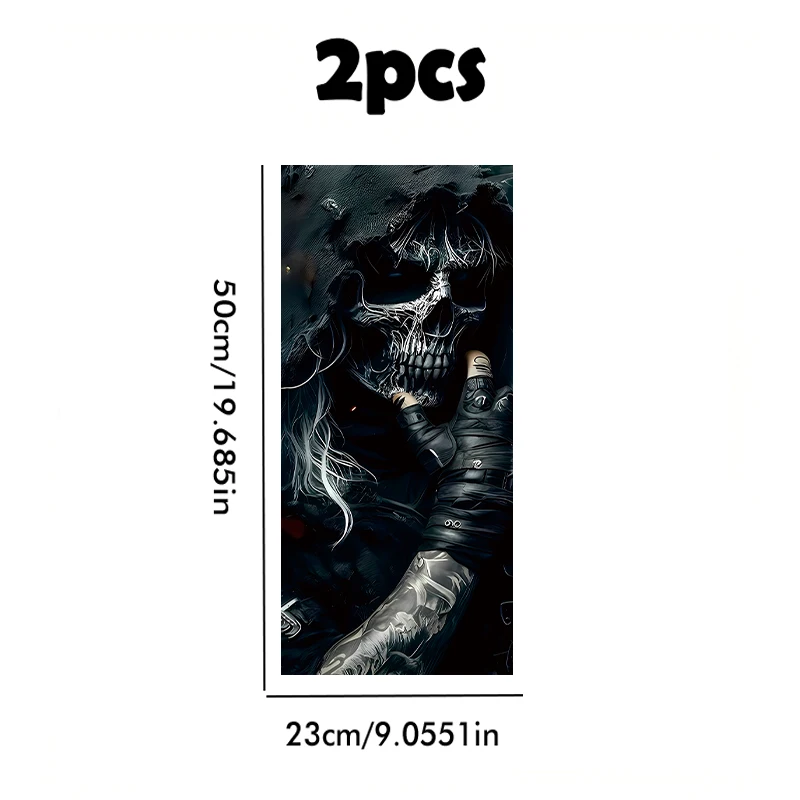 2 pieces of automotive B-pillar stickers Skull Smooth material protection film with anti-scratch properties