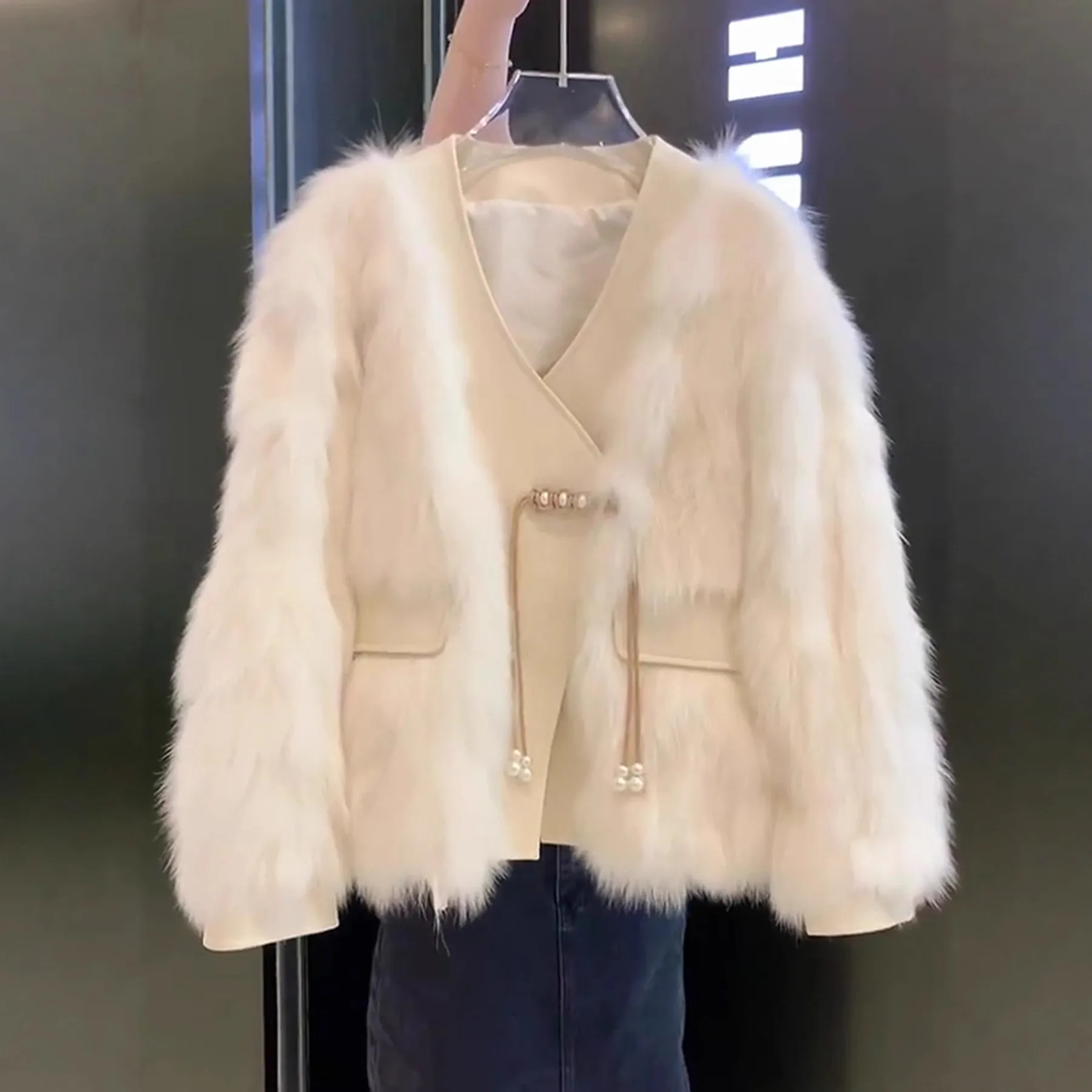 No Hood Pocket Coat Regular Length Commuter Chic with V Neck British Style Coat Elegant British Style Winter Women Jacket