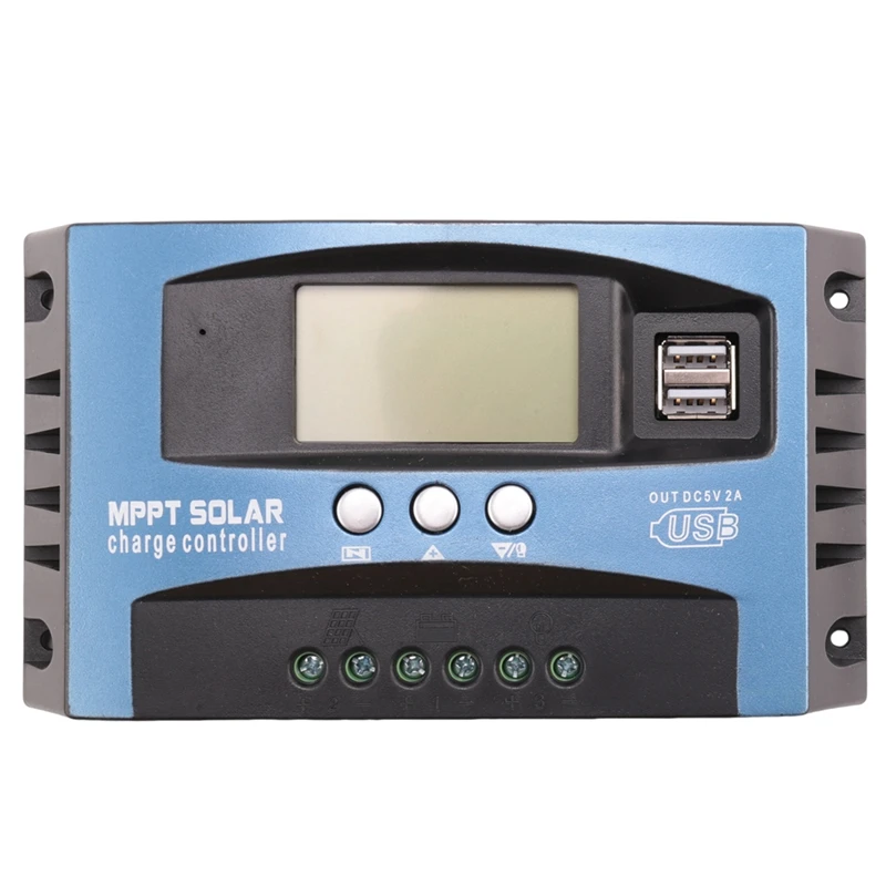 100A MPPT Solar Charge Controller Dual USB LCD Display 12V 24V Auto Solar Cell Panel Charger Regulator with Load