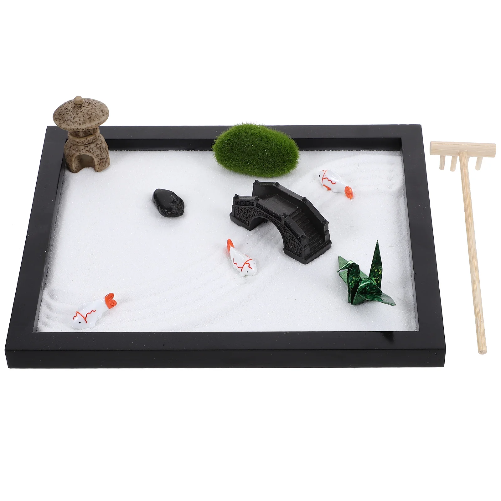 Mini Sandbox Kit Black Sand Table For Desktop Zen Garden Miniature Landscape Meditation Decor Fidget Home Desk Accessory