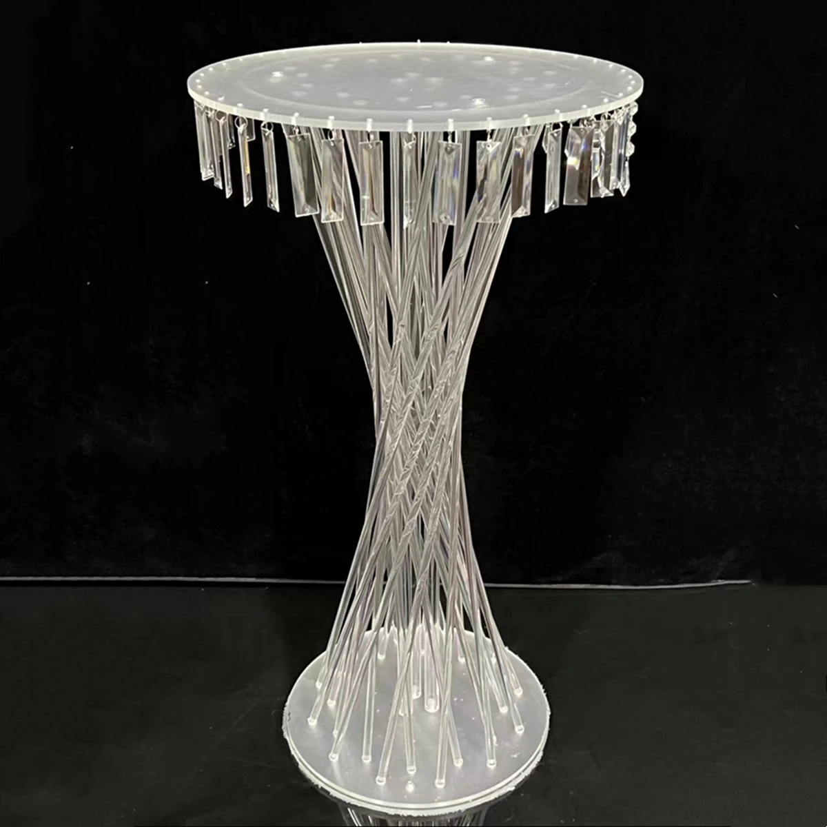 

Tall Crystal Beads Wedding Table Centerpiece Stand Acrylic Flower Stand Chandelier Garlands Wedding Decoration Reception Decor