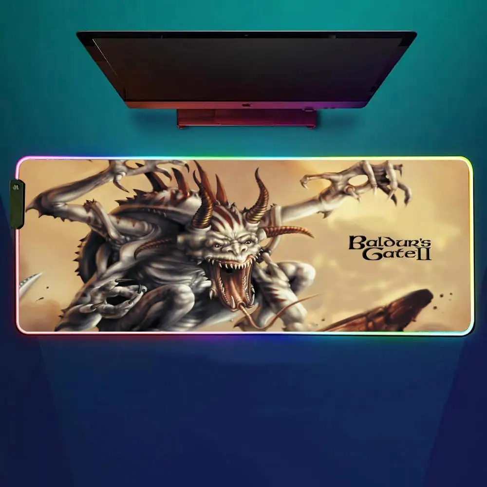 

Game Baldurs Gate Mouse Pad RGB Gaming Mouse Pad Desk Mat HD Gamer Large LED Light XXL MousePads