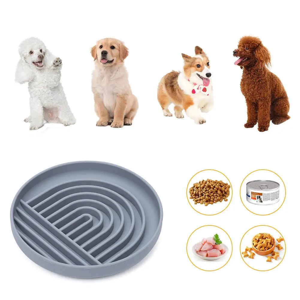 

Dog Silicone Slow Feeder Bowl With Suction Cup Anti Slip Base Anti-Choking Puzzle Bowl For Small Medium Large Dogs