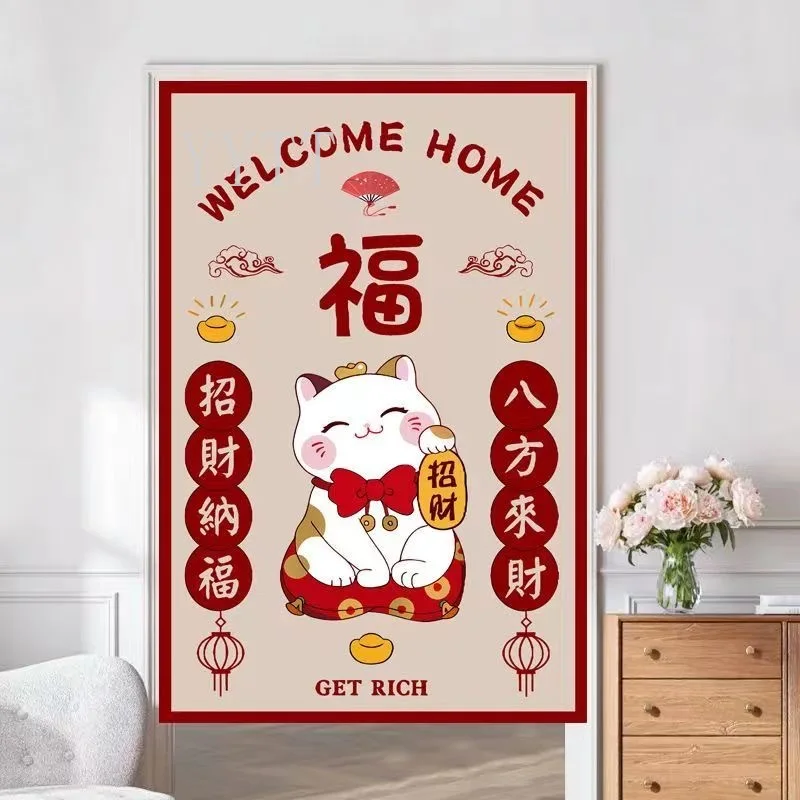 חתול יפני חדר שינה חדר אמבטיה בית כניסה חצי וילון מחיצה וילון תפאורה מטבח שמן עשן הוכחה