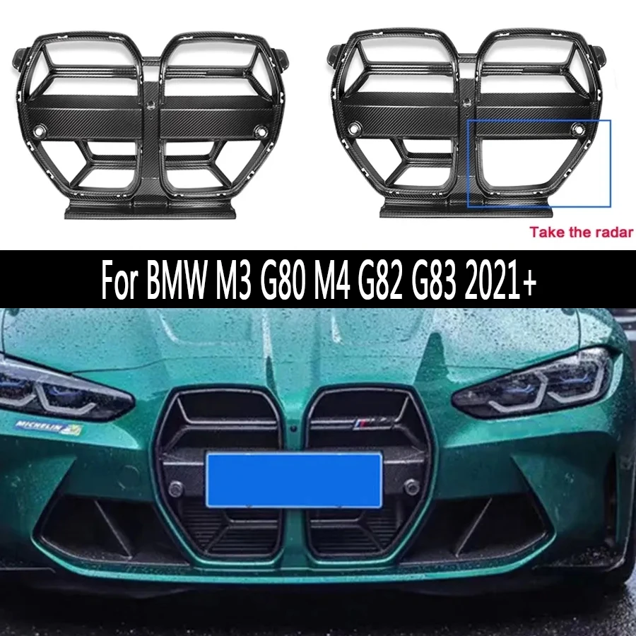 For BMW M3 G80 M4 G82 G83 Carbon Fiber Racing Grills Front Bumper Air Vent Cover Trim Foglamp Mesh Grill Frame upgrade CSL Style