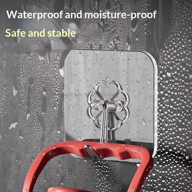 Hanging Adhesive Wall Hooks Self-adhesive Towel Rack No Damage Hanging Large Sticky Hooks Heavy Duty Clear Hook Waterproof