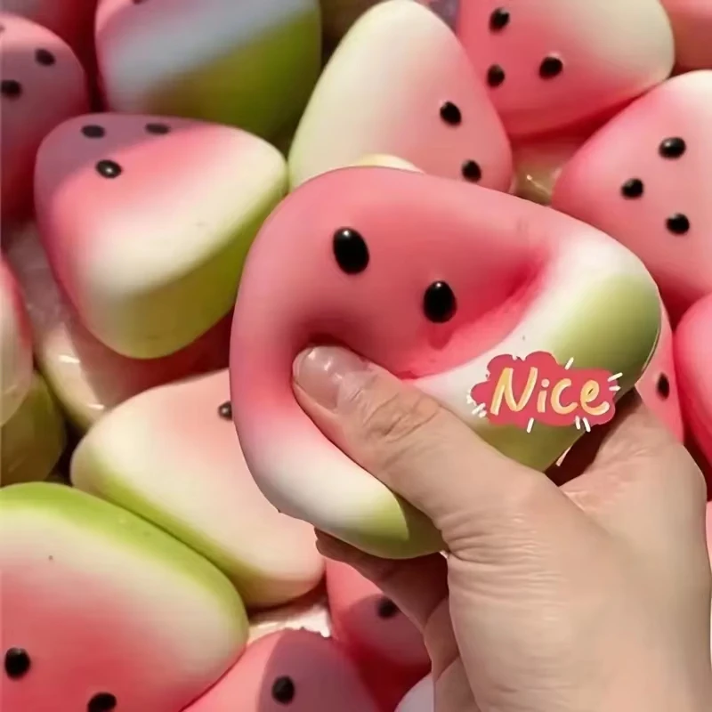 Sell Well Squishy Watermelon Fidget Toy Anti-Stress Slow Rising Fruit Pinch Squeeze Stress Reliever Funny Pressure Reducer Prop