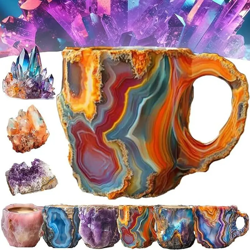 Taza de cristal de color Mineral elegante de lujo de 400ml, taza de café translúcida para el hogar y la Oficina, taza de agua de cristal elegante, regalo de taza de café