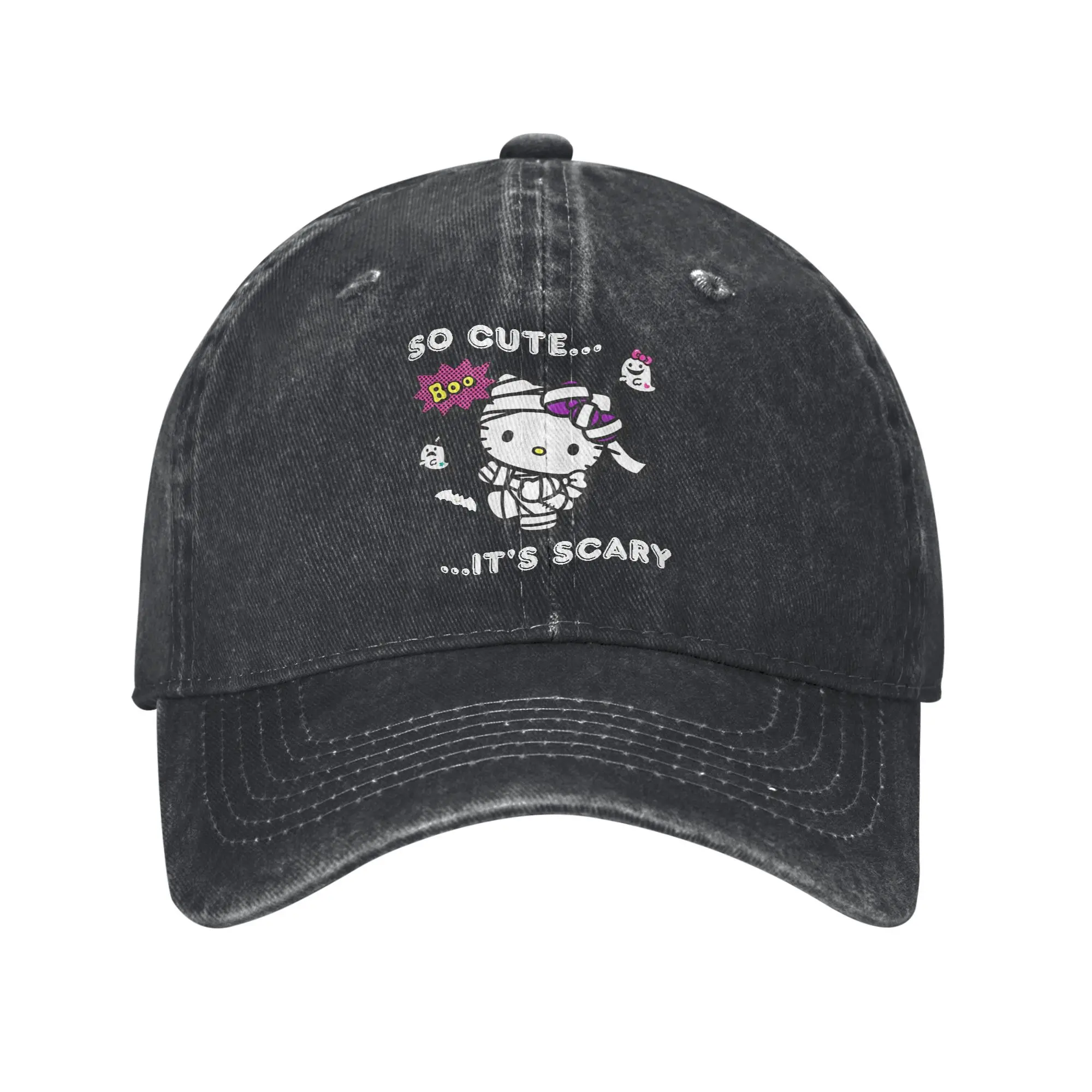 

Hello Kitty, такие милые, это страшные бейсболки, винтажные потертые джинсовые головные уборы, унисекс, регулируемые шапки для тренировок на открытом воздухе, кепка