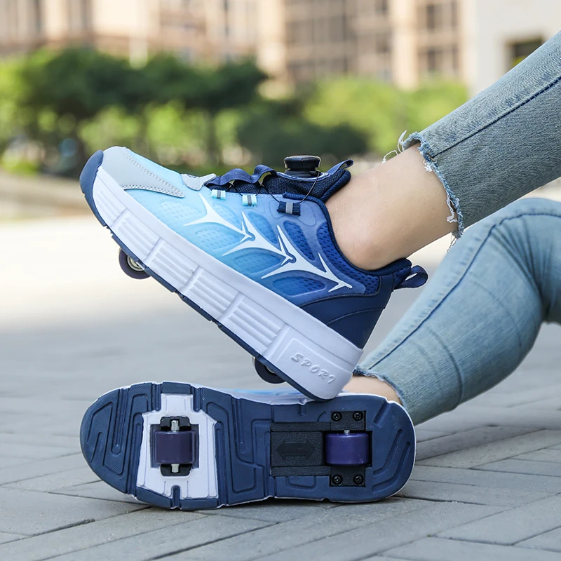 Roller Skating Men's And Women's Universal Double Row Roller Skates Casual Sneakers Fashion Outdoor Sneakers Boys Girls