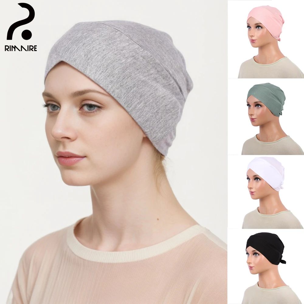 Grey Muslim Inner Hijab Caps Classic Solid Ladies Islamic Underscarves High Quality Hair Cover Casual Hat Gift Wholesale RIMAIRE