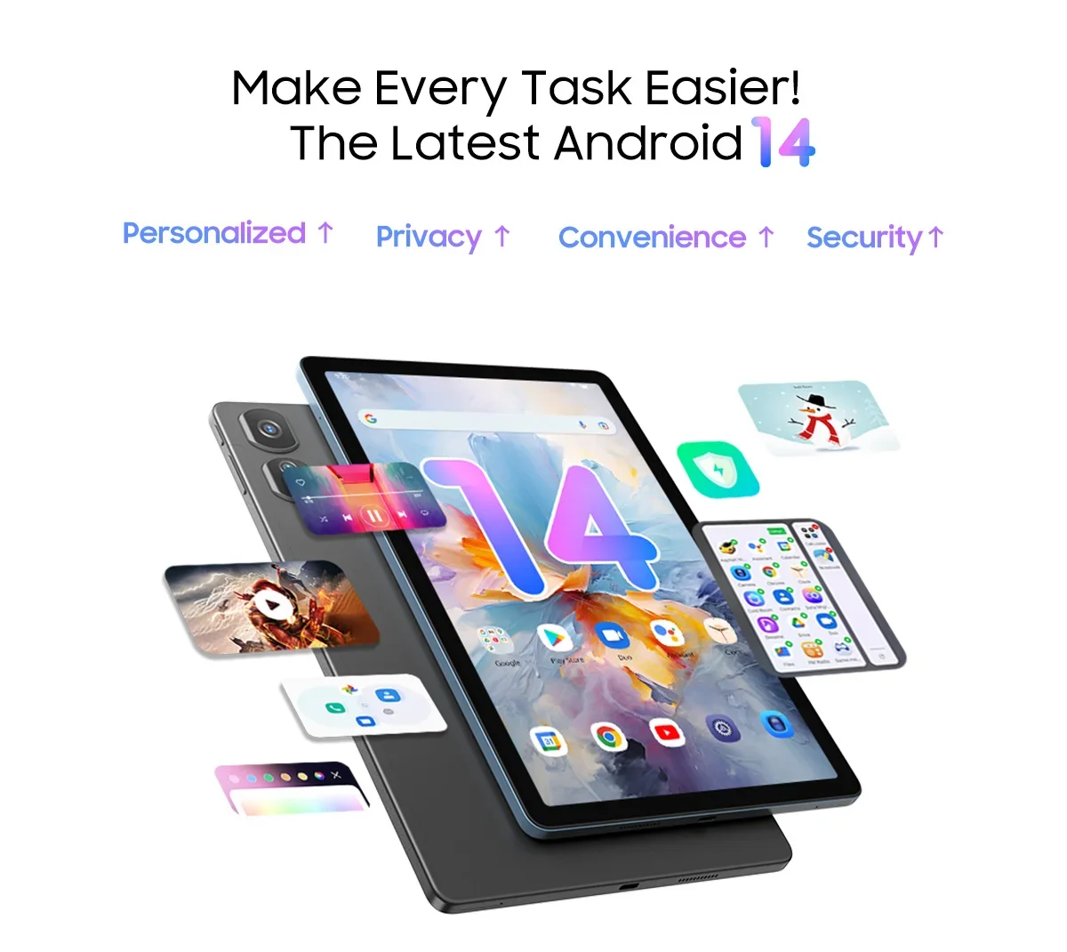 Blackview Android 14 Tab 16 Pro 11 Cal Tablet dotykowy 2K ekran 24GB + 256GB 4G LTE + 5G tablety do gier WiFi z powłoka ochronna