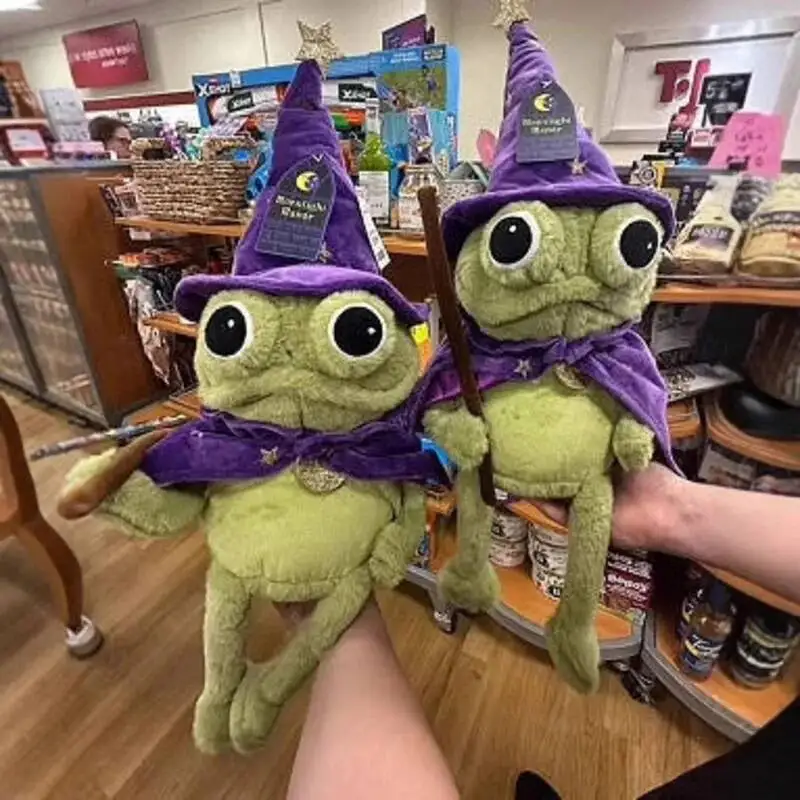 

Cute Moonlight Manor Frog Wizard Plush Toy Doll Green Frog Holding Magic Wand With Purple Hat Collection Toy For Kid Gifts