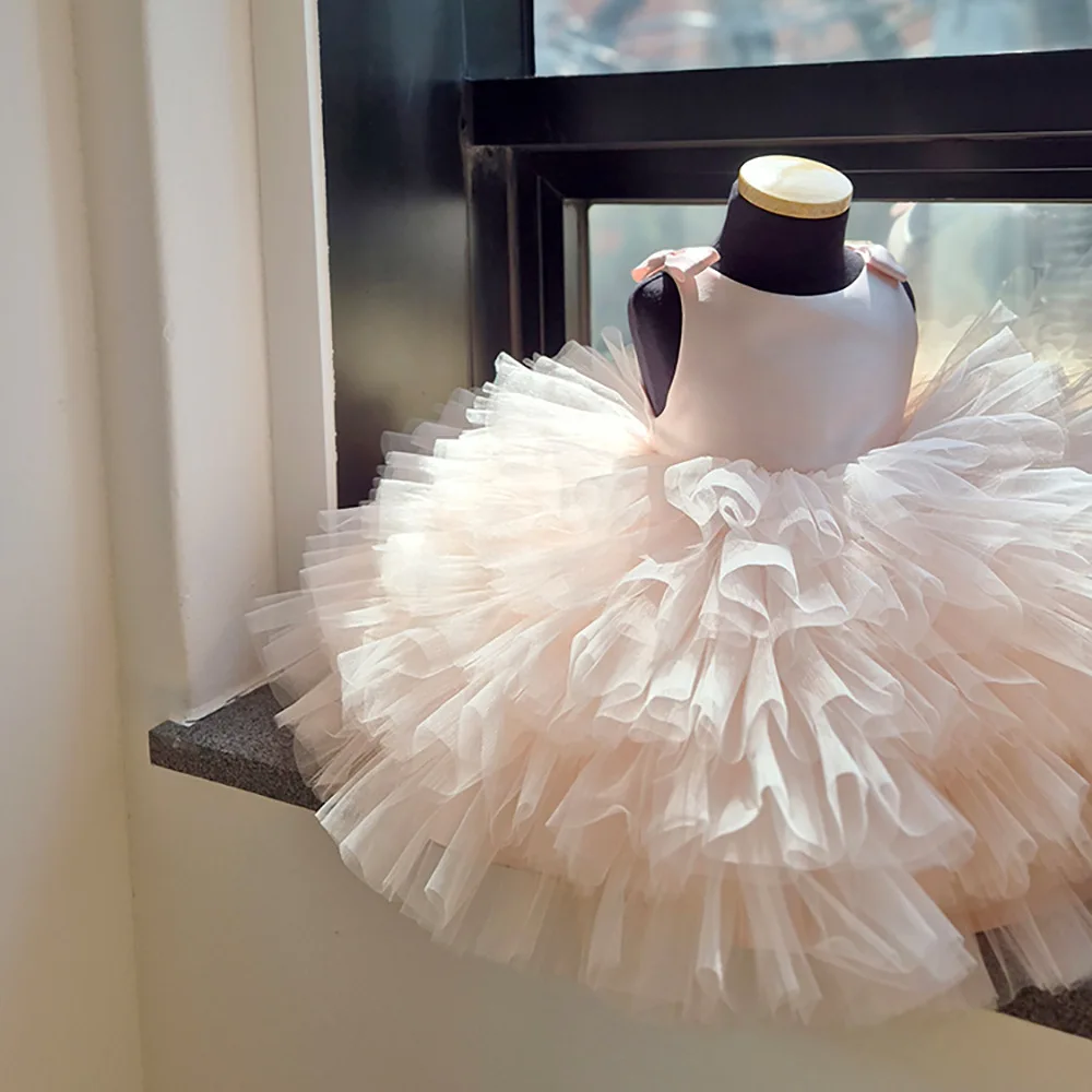 Custom Luxury Dress Women Guest Flower Girl Wedding Gown Pageant Catwalk Multi Ruffle Tulle Kids Formal Party Dress