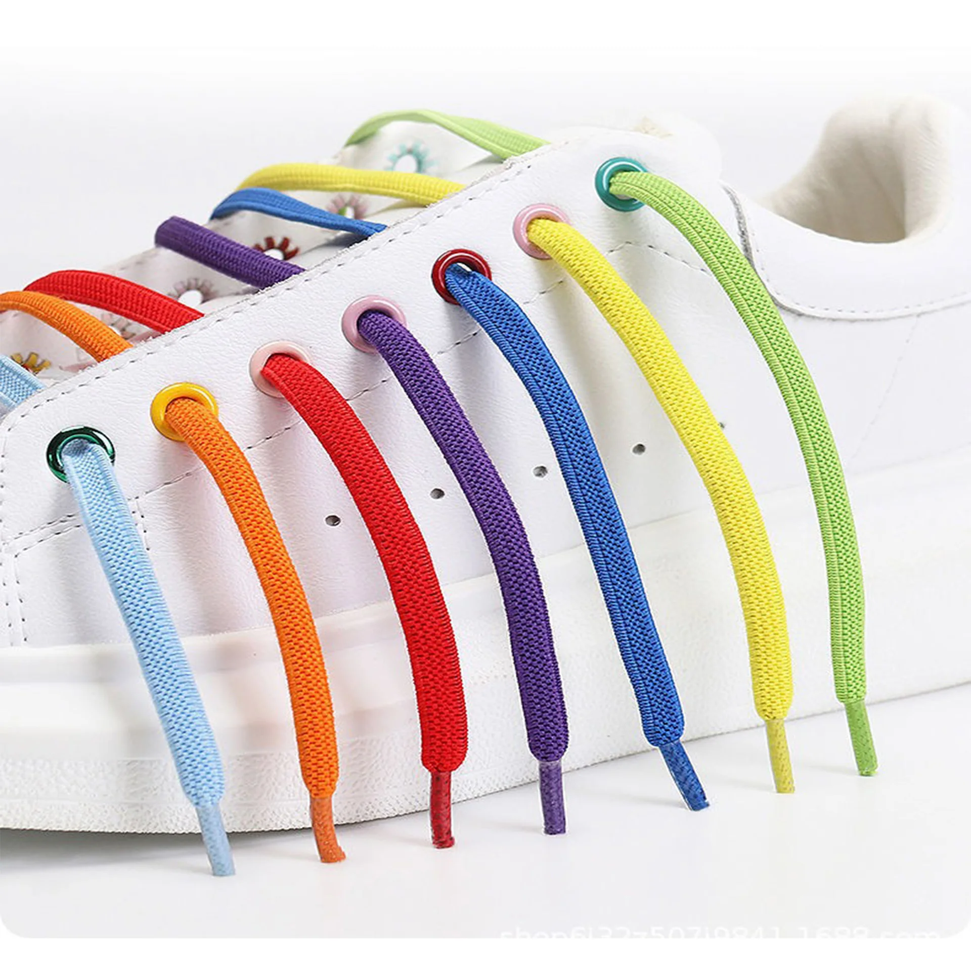 1 Pair No Tie Shoe Laces Colorful Buckle Flat Shoelaces Colorful Fashion Without Ties Elastic Laces Sneaker Kids Adult Widened image 3