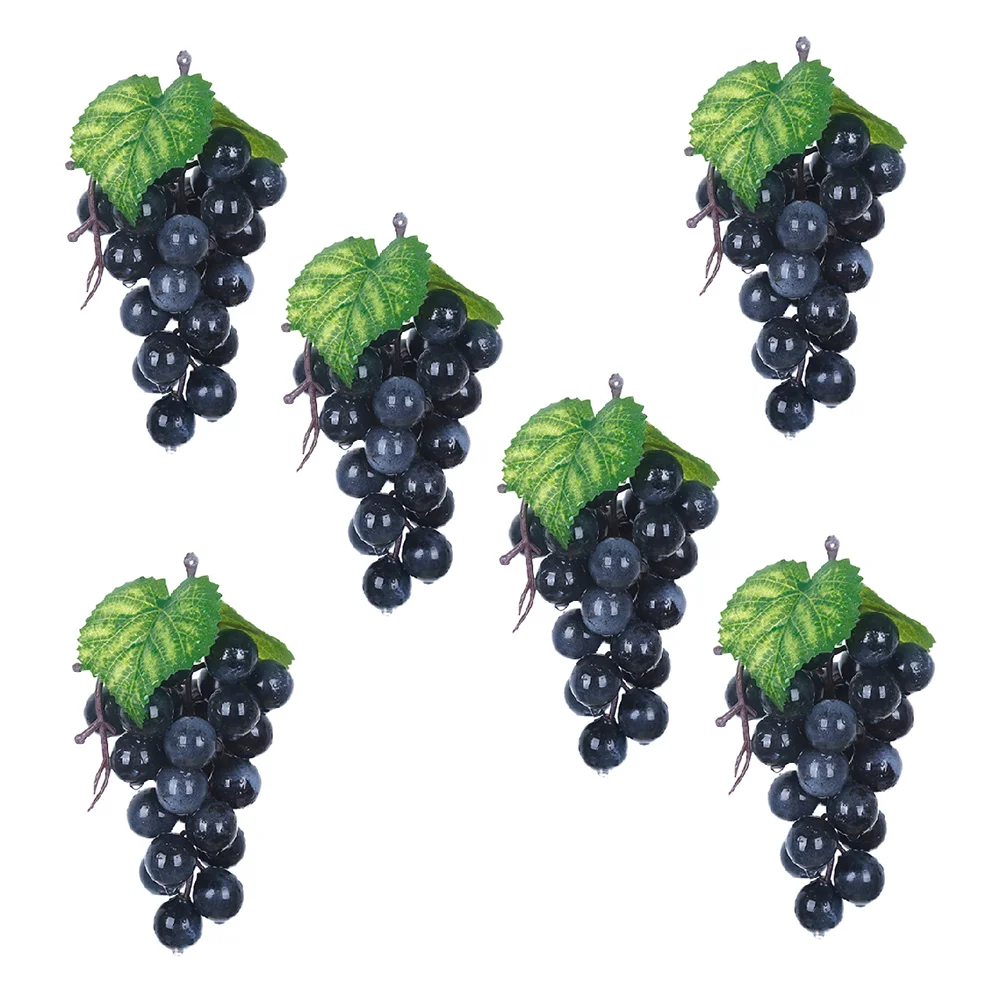 6 Pcs Artificial Grapes Simulation Fruit Fake Models Vines Realistic Decor Shop