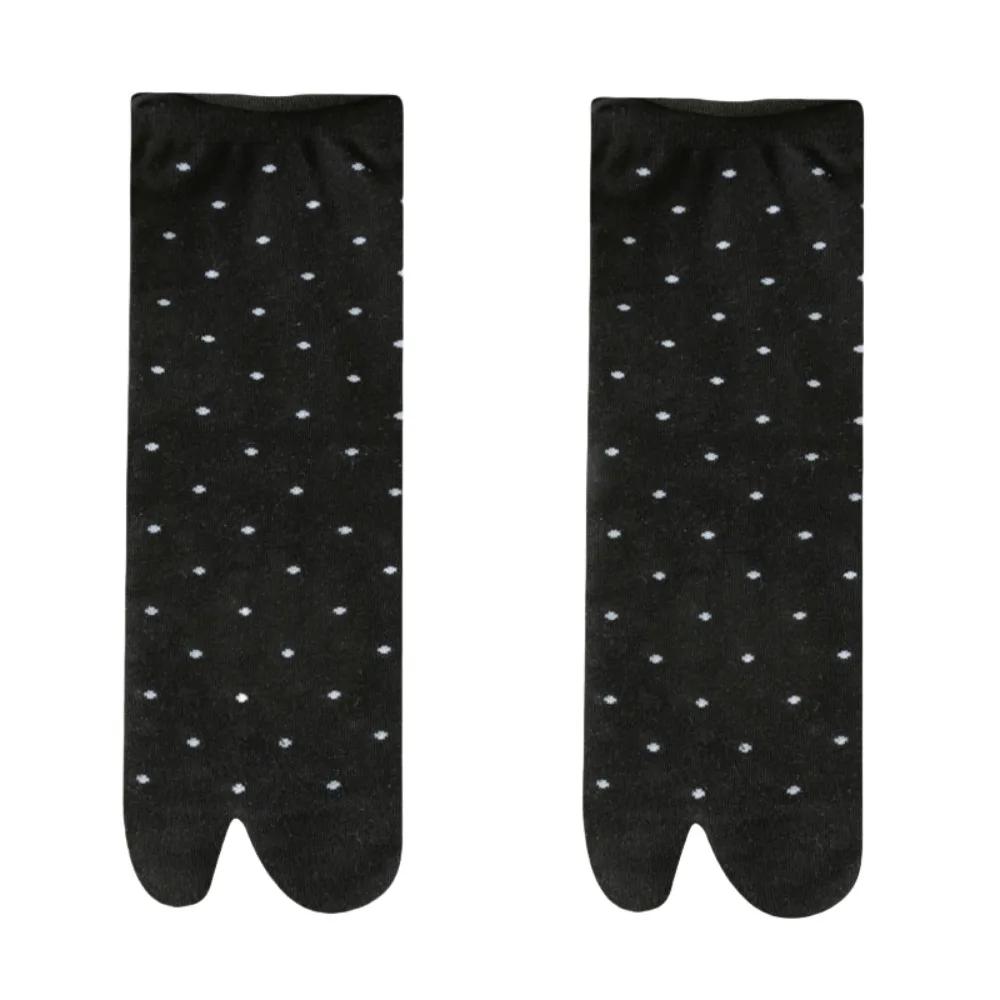 

Comfortable Dots Two Toe Tube Socks Cotton Ruffle Separate Toe Socks Hosiery Thin Mid-calf Socks for 2Pairs Women