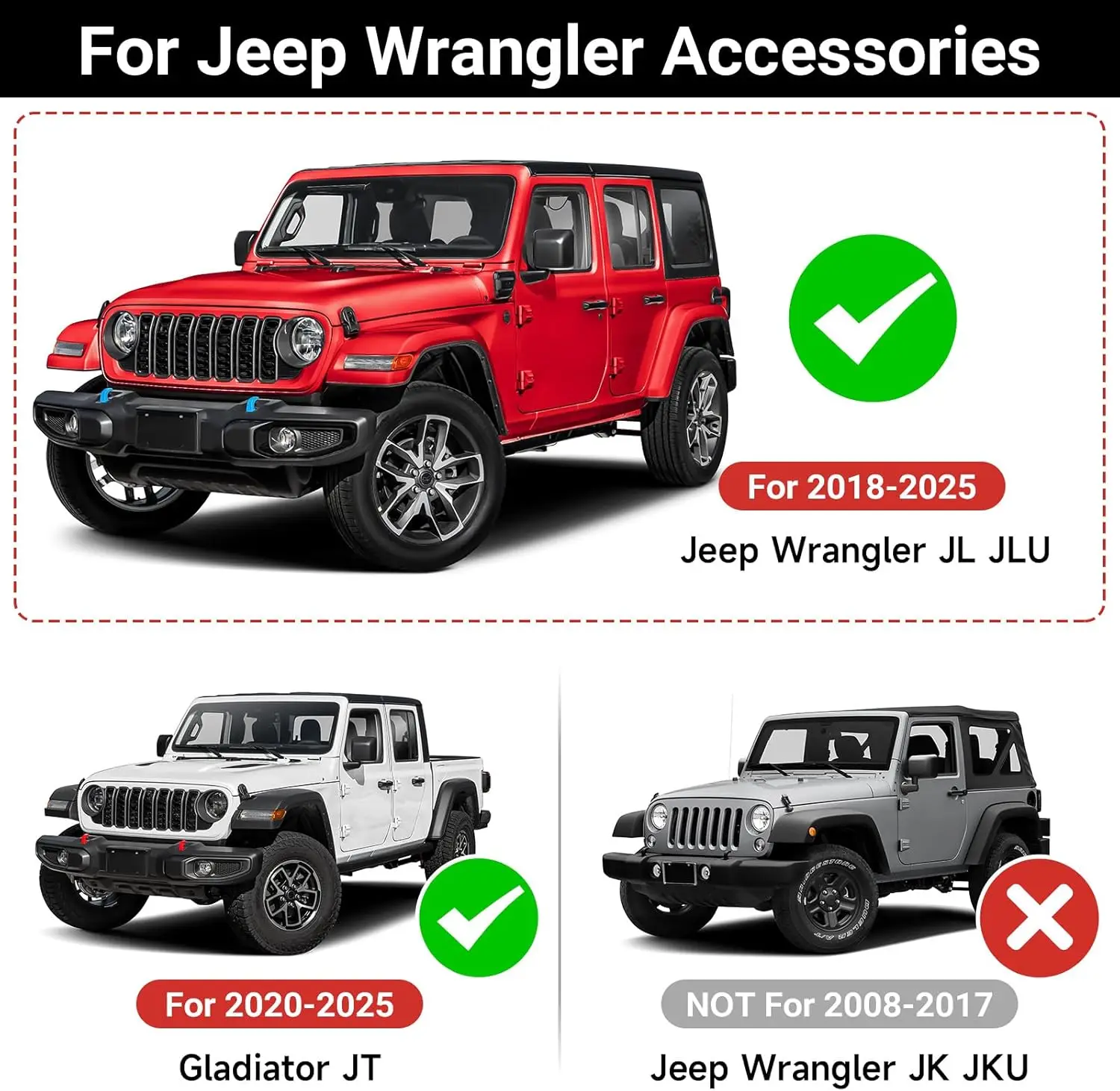 2PCS Front Under Seat Storage Organizer for 2018-2026 Jeep Wrangler JLU 2020-2026 Gladiator JT Hidden Storage Accessories and Ar